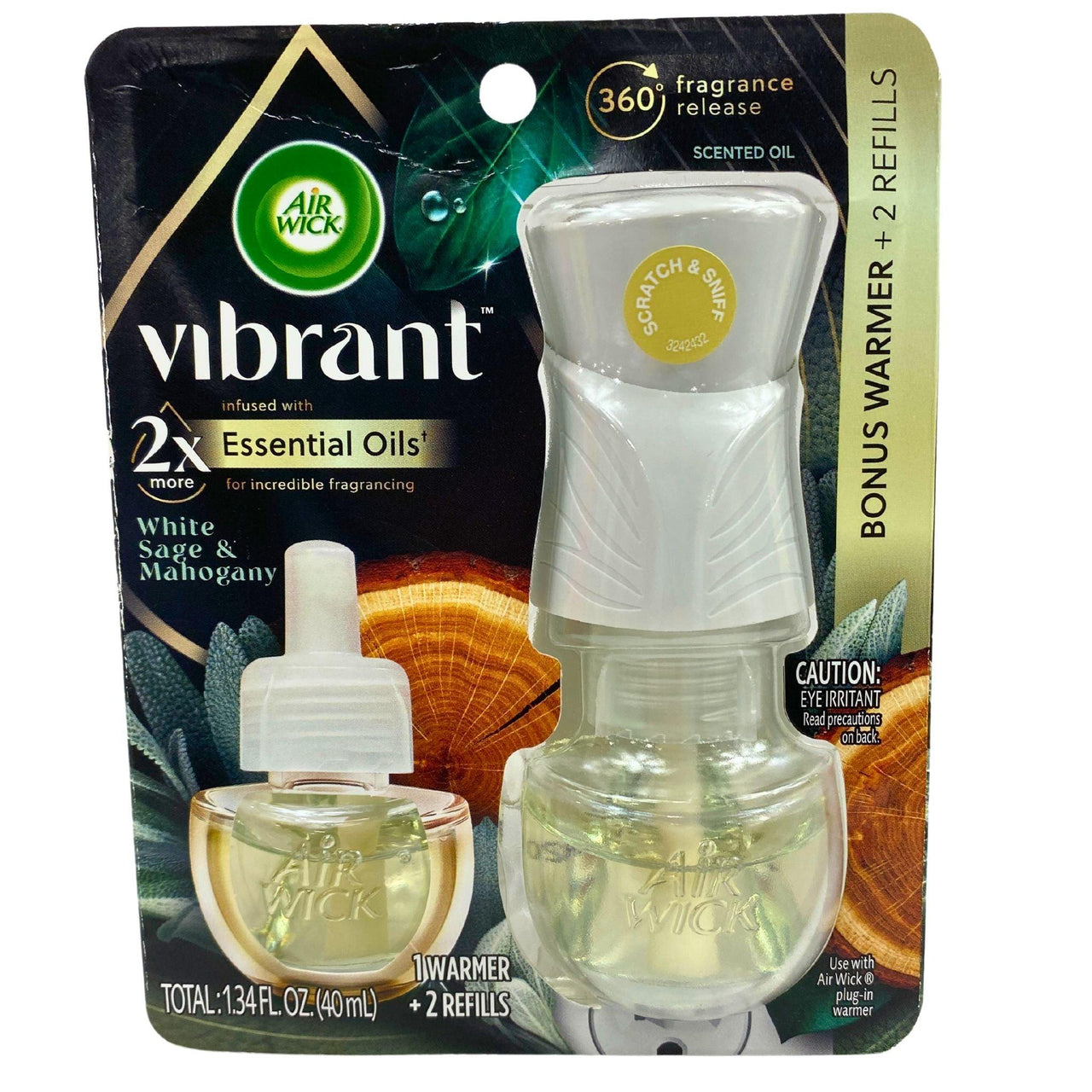 Air Wick Vibrant Plug in Scented Oil White Sage & Mahogany 1 Warmer, 2 Refills (58 Pcs Lot) - Discount Wholesalers Inc