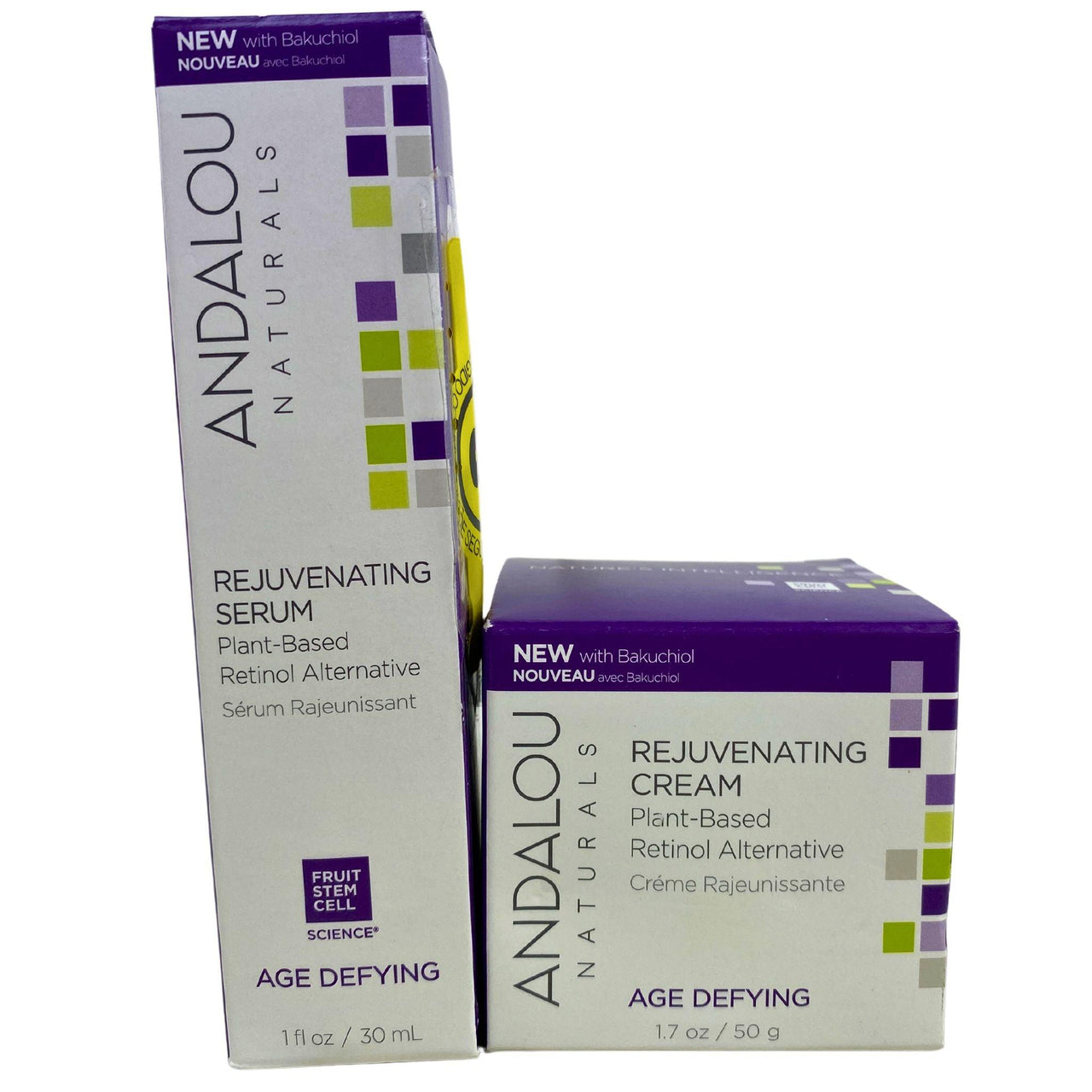Andalou Naturals Rejuvenating Serum & Rejuvenating Cream Age Defying 1.7oz (40 Pcs Lot) - Discount Wholesalers Inc