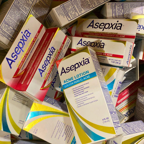 Asepxia Acne Treatment Cream 1OZ & Acne Lotion 4OZ (55 Pcs Lot) - Discount Wholesalers Inc