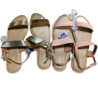 Thumbnail for Assorted Colors/Sizes of Pink & Gold Strap Sandals (32 Pcs Lot) - Discount Wholesalers Inc