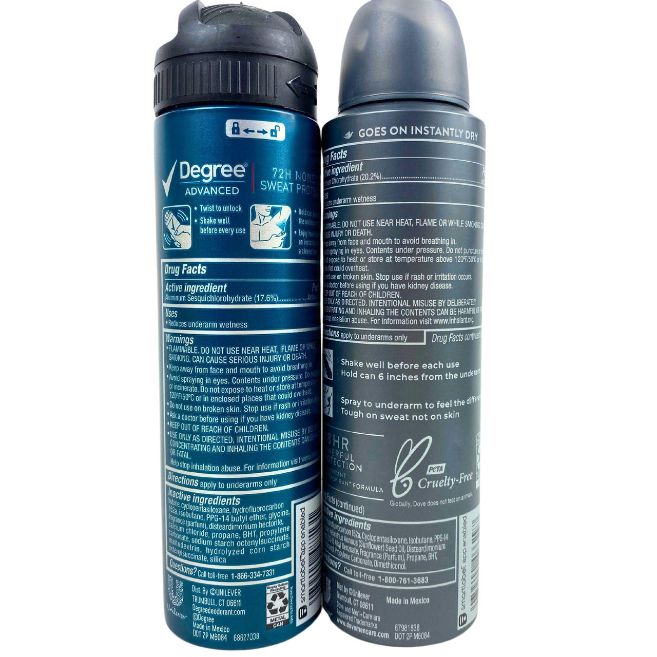 Assorted Men Deodorant Degree Advanced 72H MotionSense Dry Spray 3.8OZ and Dove Men+Care 3.8OZ (50 Pcs Lot) - Discount Wholesalers Inc