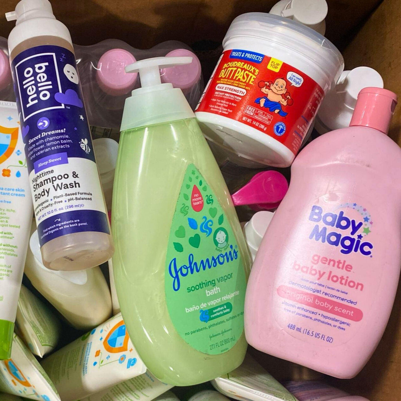 Baby Products Assorted Mix Includes Lotions,Dish Soap,Baby Oil,Butt Paste (50 Pcs Lot) - Discount Wholesalers Inc