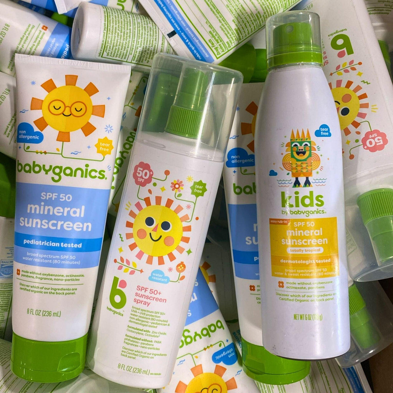 Babyganics Sunscreen Mix Includes Sunscreen Spray & Lotion (70 Pcs Lot) - Discount Wholesalers Inc