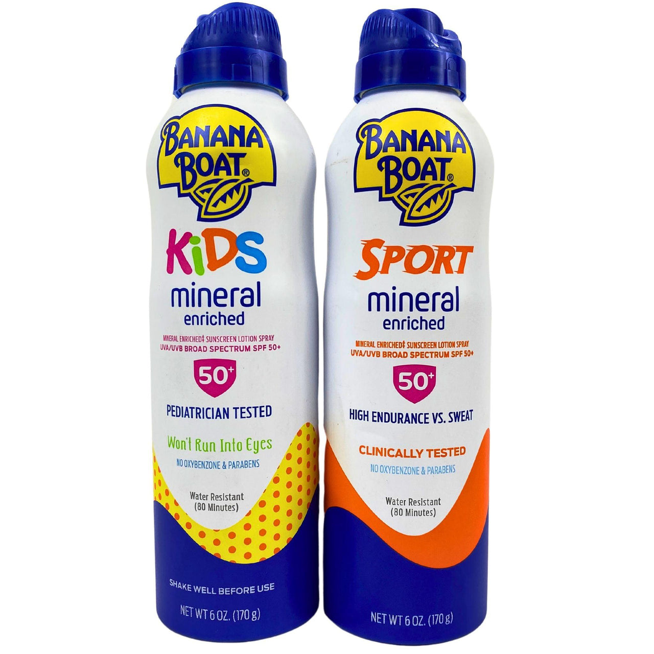 Banana Boat Sport & Kids Mineral Enriched SPF50+ No Oxybenzone & Parabens 6OZ (50 Pcs Lot) - Discount Wholesalers Inc