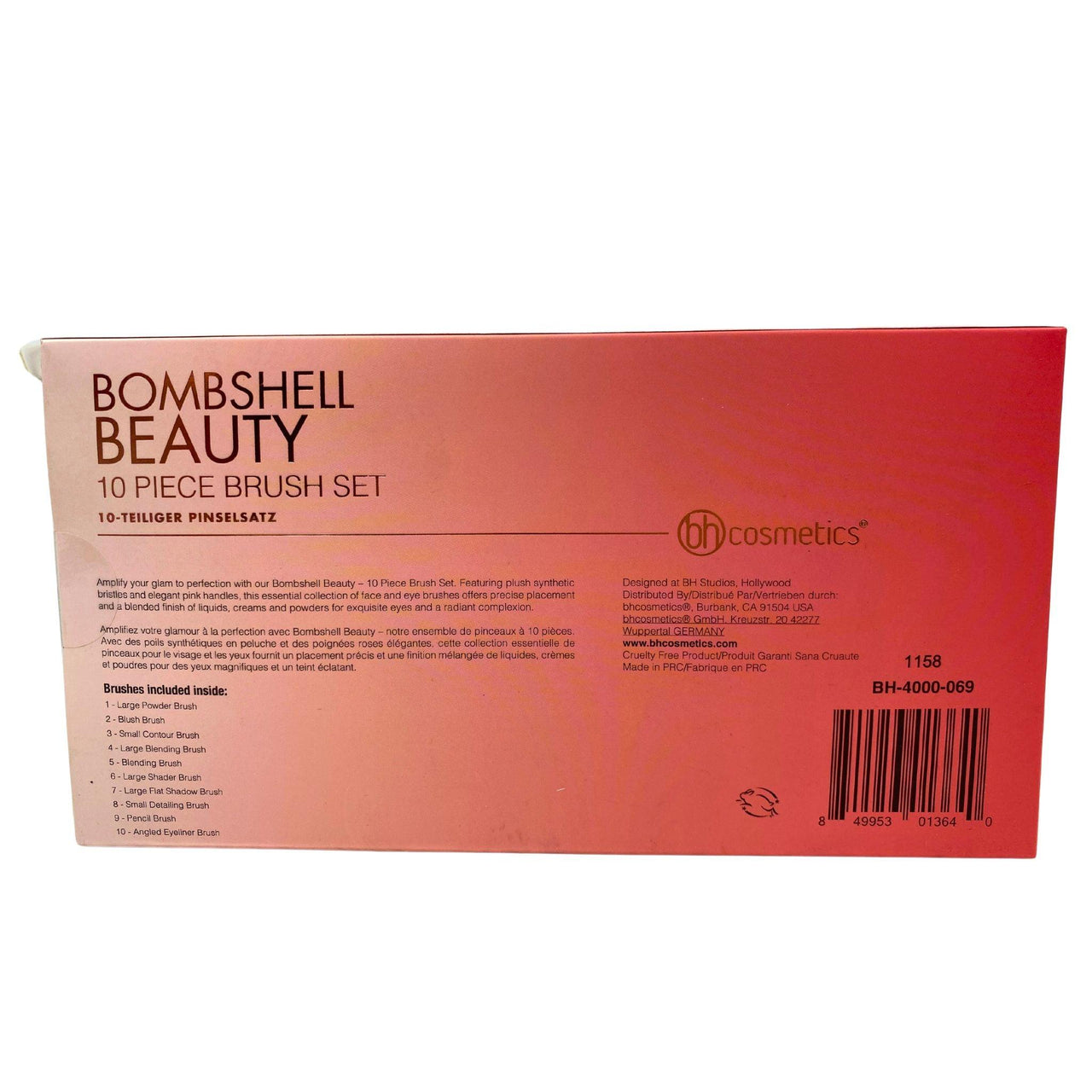 BH Cosmetics Bombshell Beauty 10 Piece Brush Set (24 Pcs Lot) - Discount Wholesalers Inc