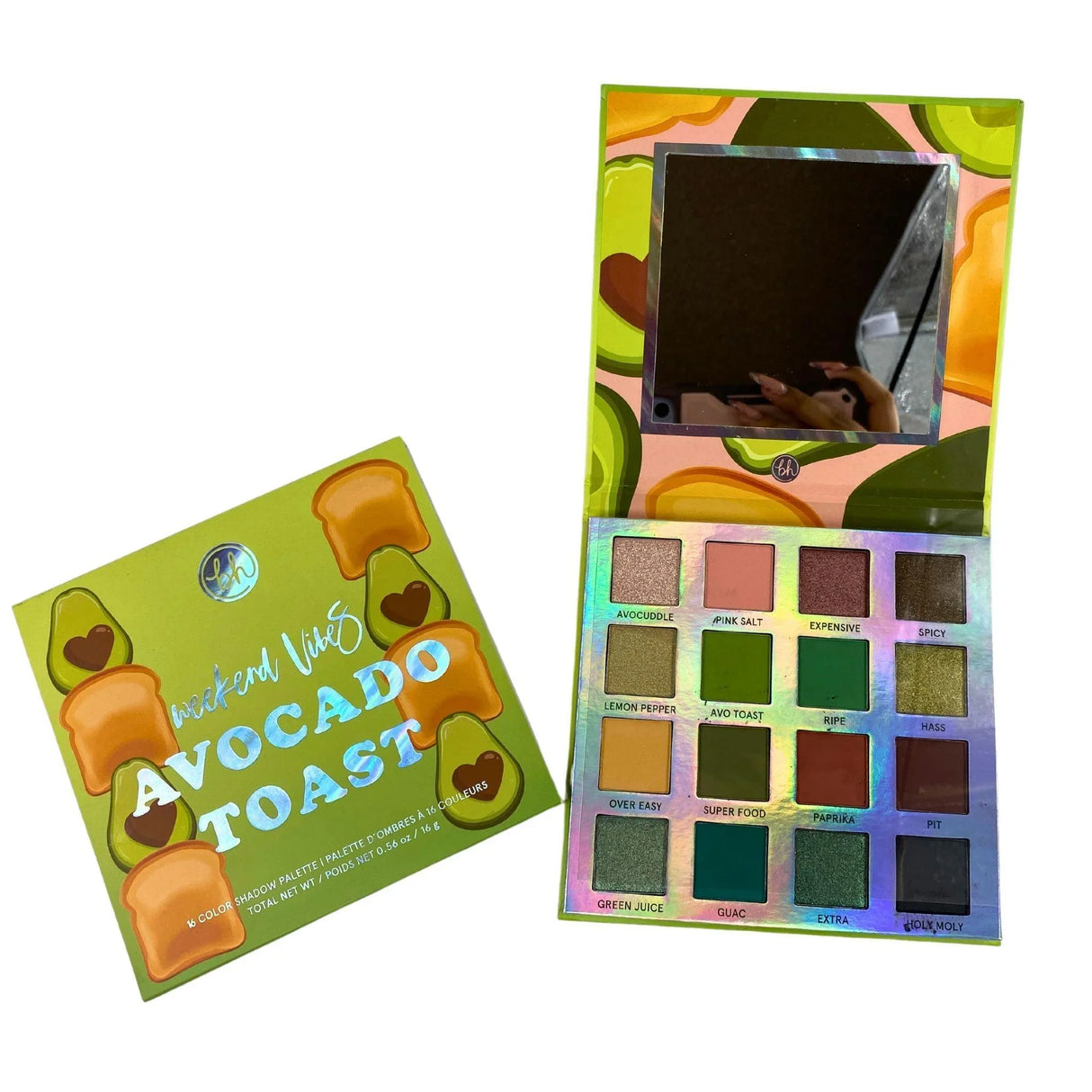 BH Cosmetics Weekend Vibes Avocado Toast 16 Color Shadow Palette (36 Pcs Lot) - Discount Wholesalers Inc