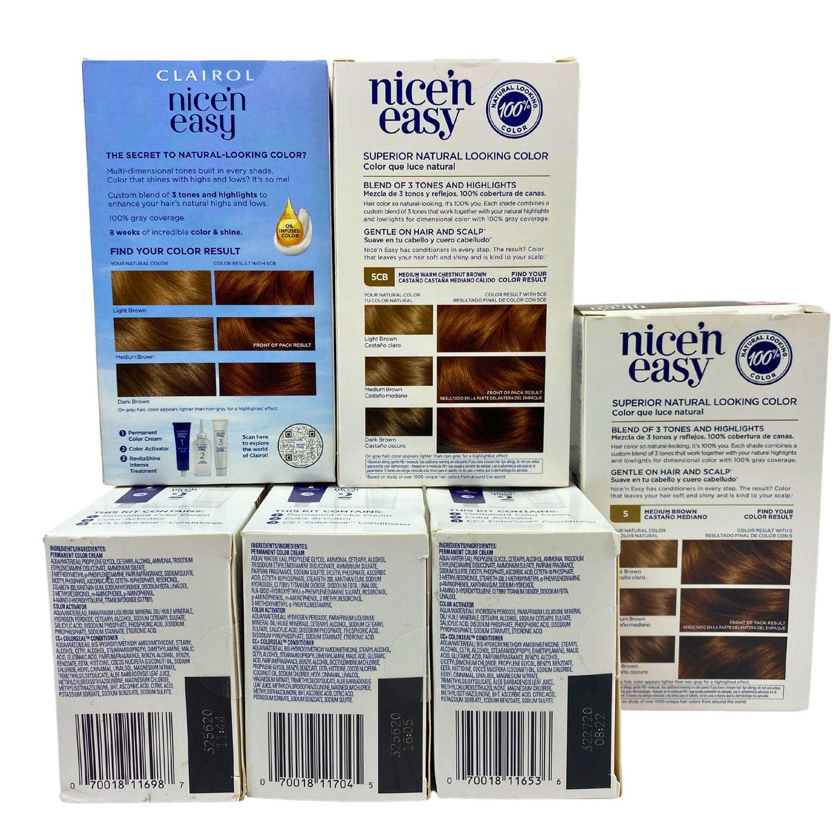 Clairol Nice'n Easy Assorted Mix Assorted Colors Blend of 3 Tones & Highlights (50 Pcs Lot) - Discount Wholesalers Inc