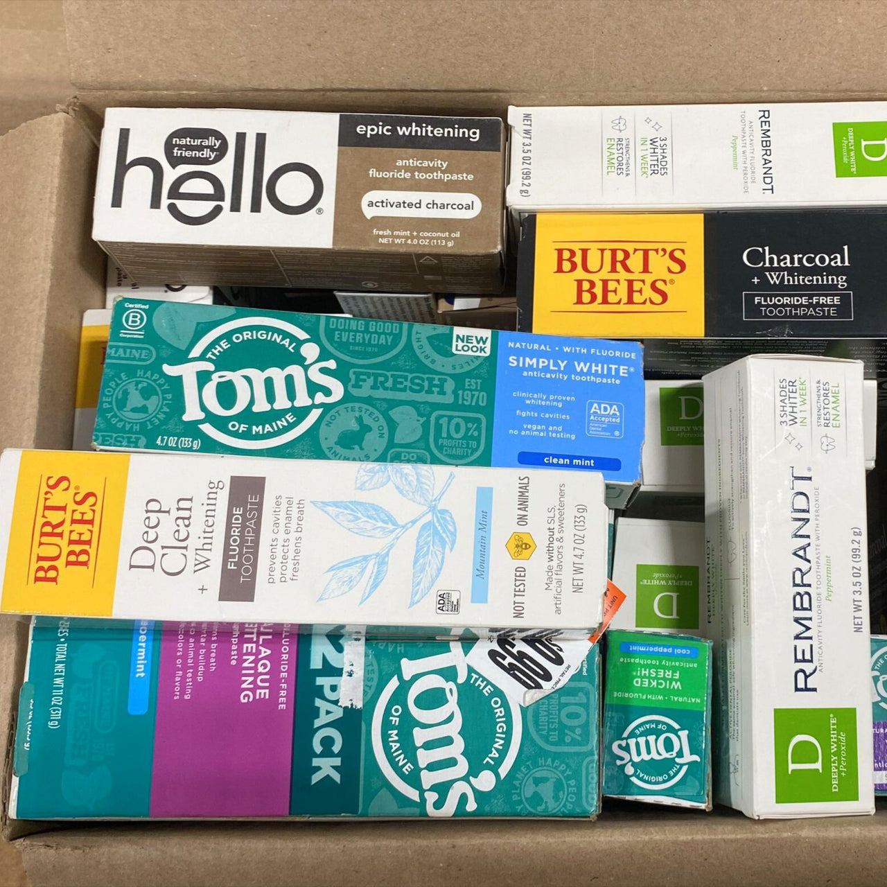 Toothpaste Assorted Mix Includes Brands like Hello,Burt's Bees & Tom's (34 Pcs lot)