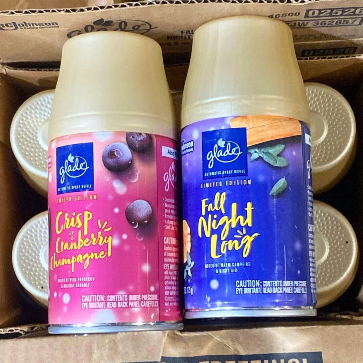 Glade Crisp Cranberry Champagne & Fall Night Long limited Edition Automatic Spray Refill 6.2OZ (60 Pcs Lot)