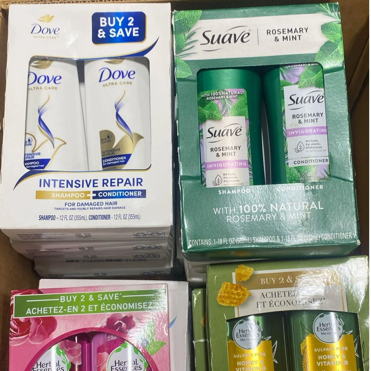Shampoo & Conditioner Sets include Brands like Herbal Essences,Dove & Suave