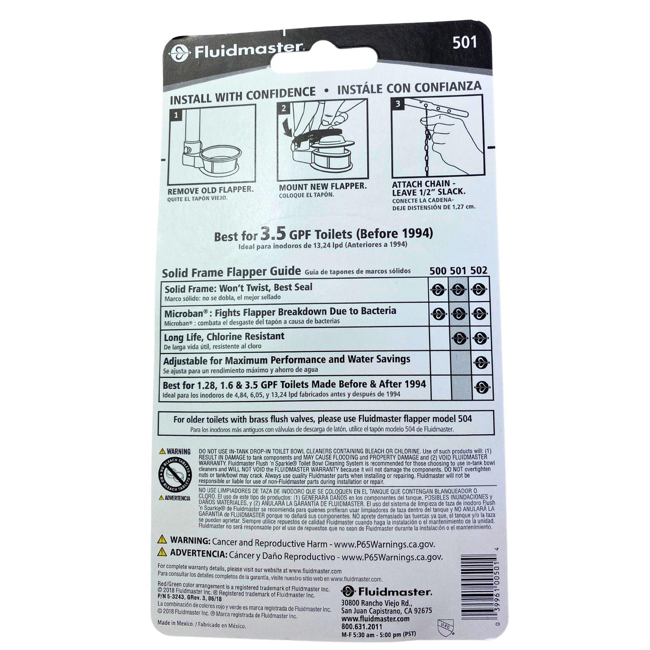 Fluidmaster Universal Toilet Tank Flapper Chlorine Resistant 2 (35 Pcs Lot) - Discount Wholesalers Inc