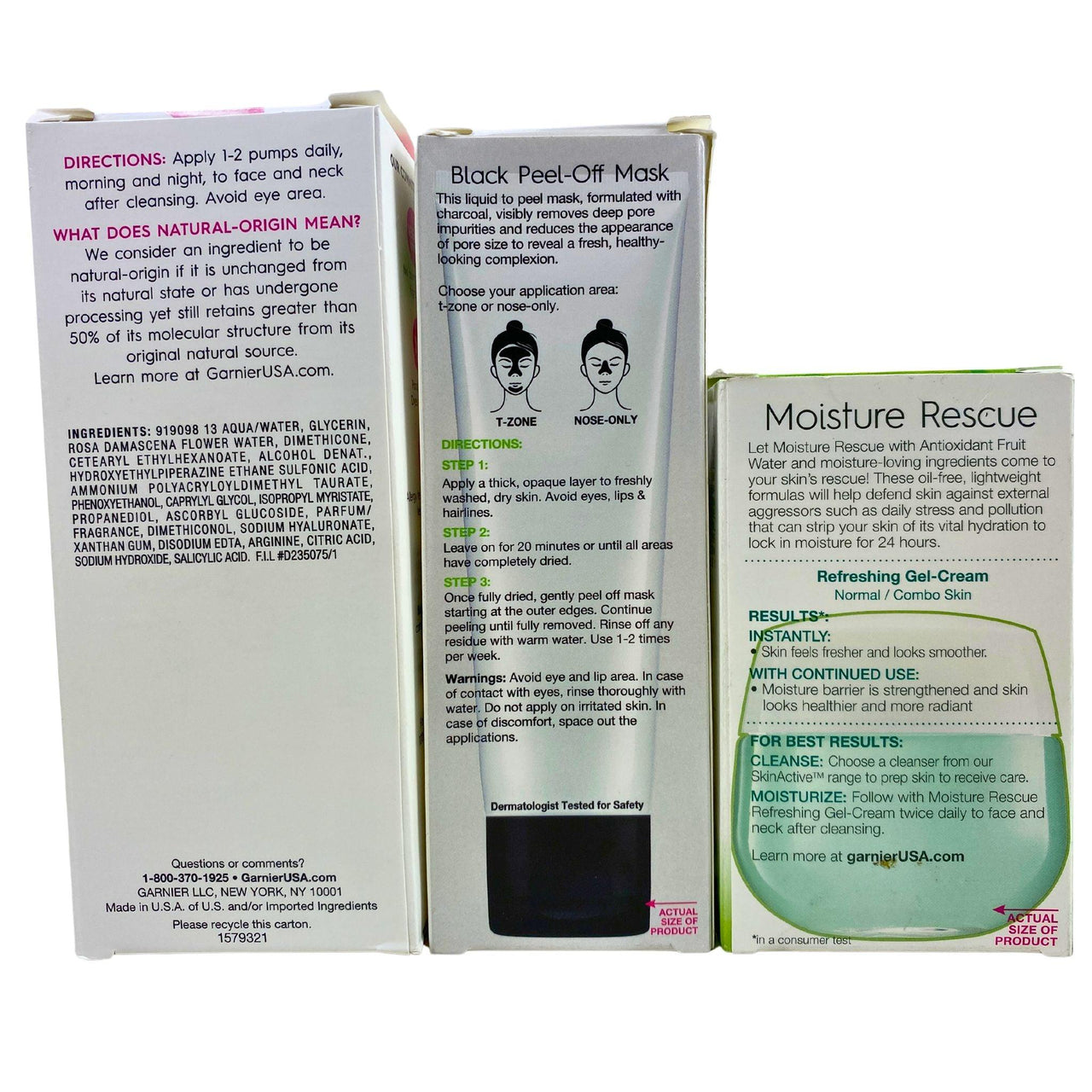 Garnier SkinACTIVE Water Rose 24H Moisture Gel + Hyaluronic Acid (MAINLY) , Black Peel-Off Mask & Moisture Rescue Refreshing Gel-Cream (30 Pcs Lot) - Discount Wholesalers Inc