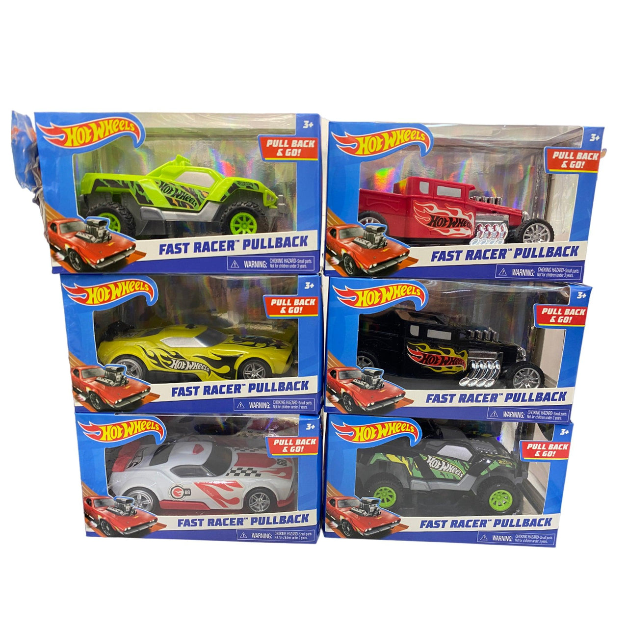 Hot Wheels Assorted Fast Racer Pullback Cars (36 Pcs Box) - Discount Wholesalers Inc