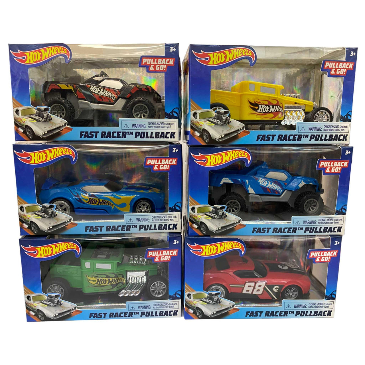 Hot Wheels Assorted Fast Racer Pullback Cars (36 Pcs Box) - Discount Wholesalers Inc