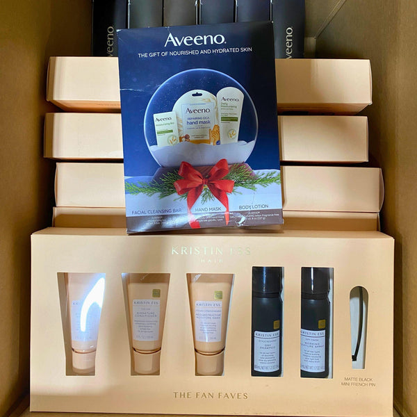 Kristin Ess Hair The Fan Faves & Aveeno The Gift Of Nourished and Hydrated Skin (28 Pcs Lot) - Discount Wholesalers Inc