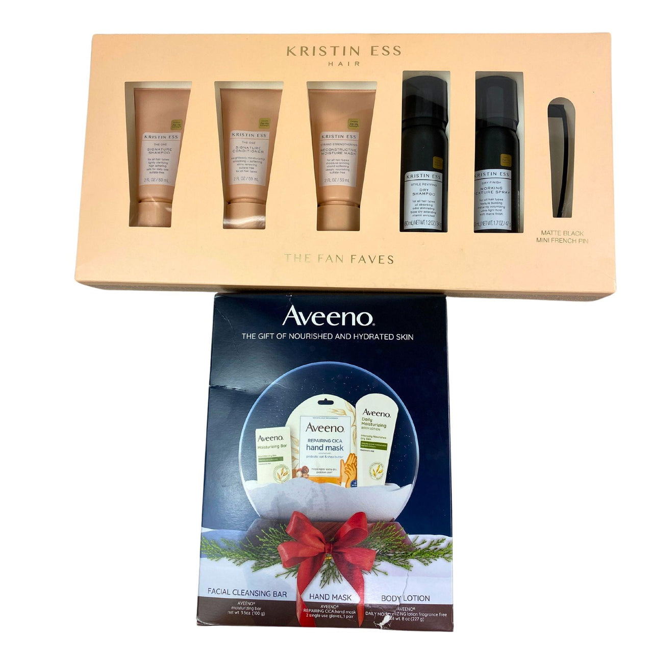 Kristin Ess Hair The Fan Faves & Aveeno The Gift Of Nourished and Hydrated Skin (28 Pcs Lot) - Discount Wholesalers Inc