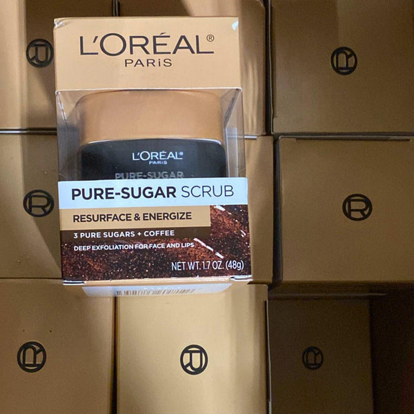 L'Oreal Paris Pure-Sugar Scrub Resurface & Energize 3 Pure Sugars 1.7OZ (50 Pcs Lot) - Discount Wholesalers Inc