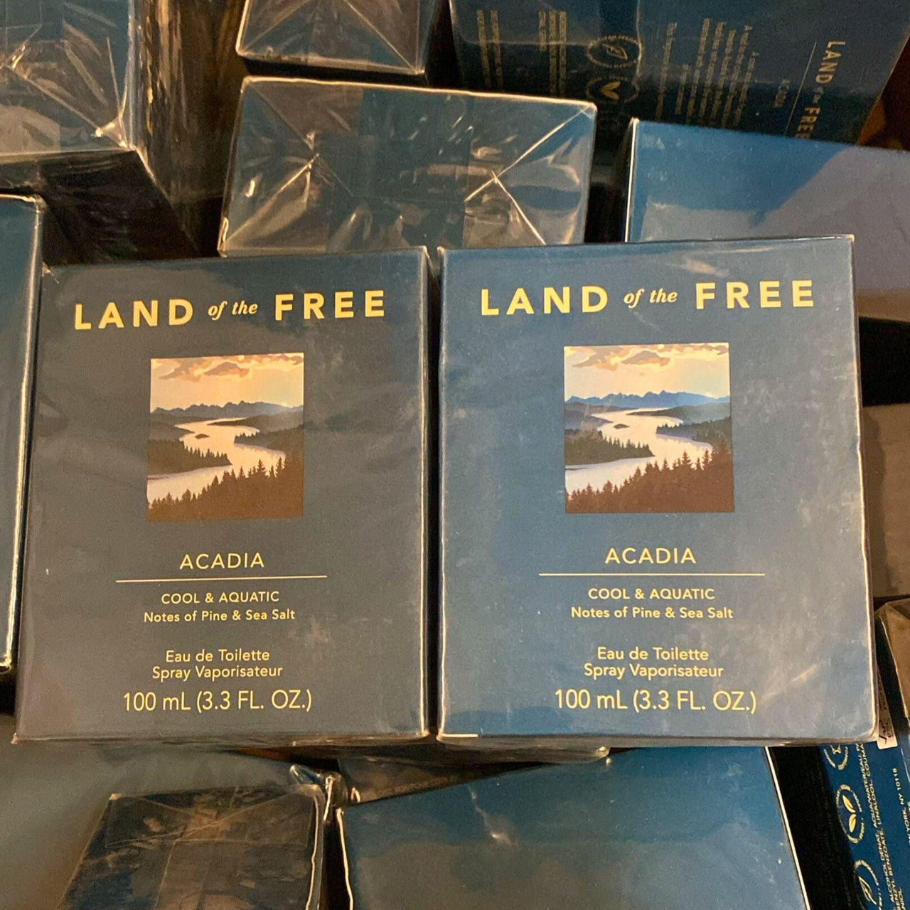 Land Of The Free Acadia Cool & Aquatic Notes of Pine & Sea Salt Eau De Toilette 3.3OZ (35 Pcs Lot) - Discount Wholesalers Inc