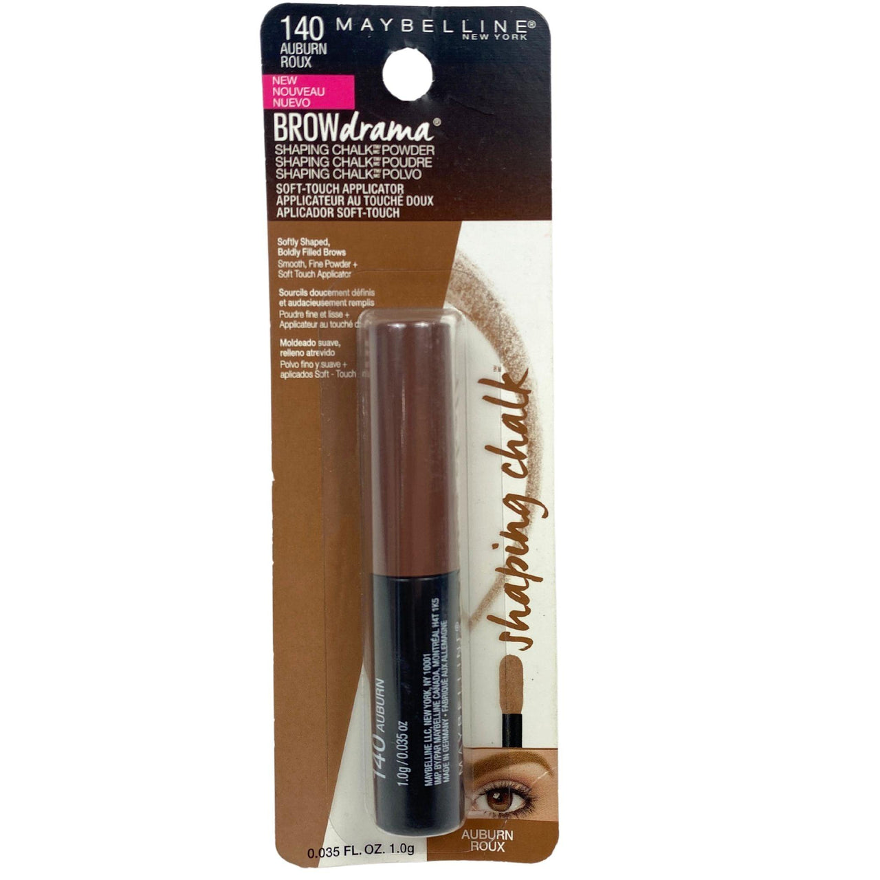 Maybelline Brow Drama Shaping Chalk Powder 140 Auburn Soft-Touch Applicator (35 Pcs Lot) - Discount Wholesalers Inc
