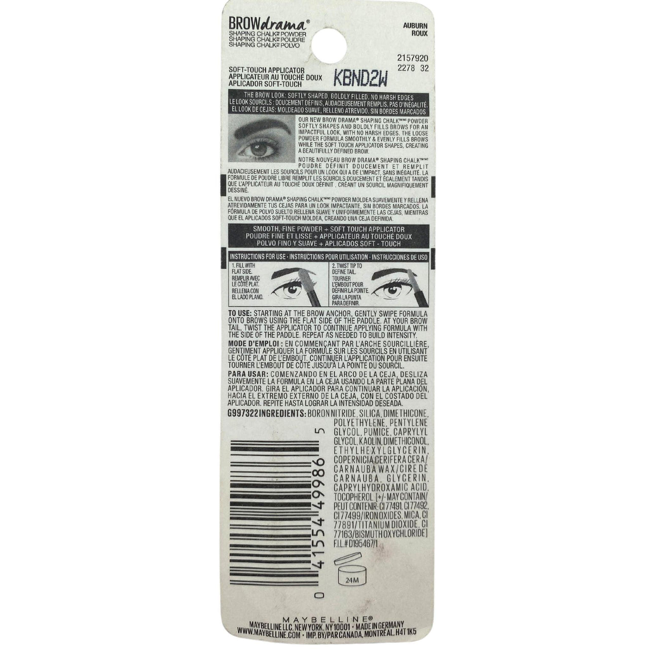 Maybelline Brow Drama Shaping Chalk Powder 140 Auburn Soft-Touch Applicator (35 Pcs Lot) - Discount Wholesalers Inc