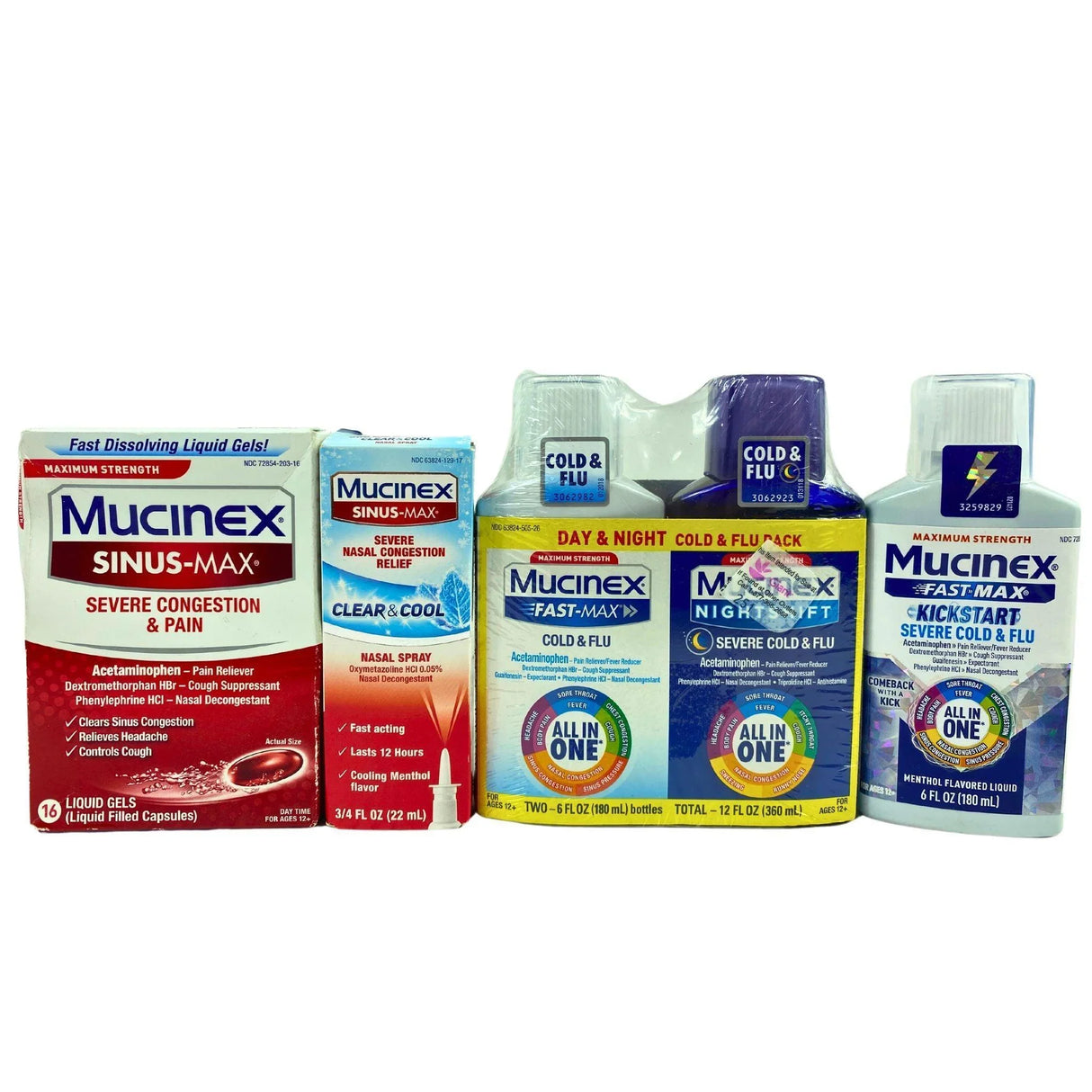 Mucinex Assorted Mix Includes Cough Syrups,Nasal Spray (44 Pcs Lot) - Discount Wholesalers Inc