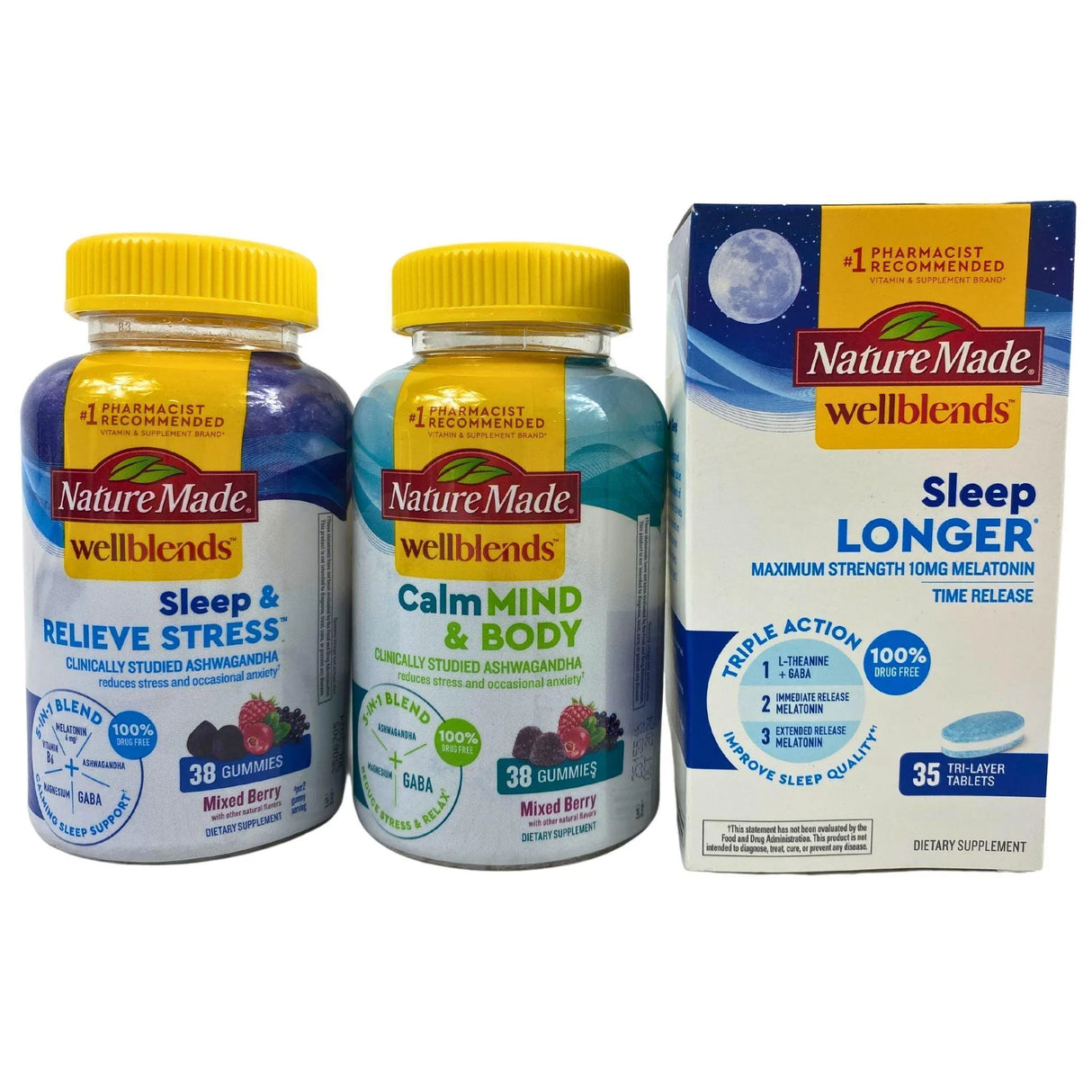 Nature Made Well Blends Sleep & Relieve Stree , Calm Mind & Body + Sleep Longer ( 35 Pcs Lot) - Discount Wholesalers Inc