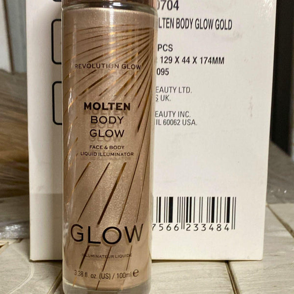 Revolution Molten Body GLow Face & Body Liquid Illuminator GOLD 3.38OZ (36 Pcs Lot) - Discount Wholesalers Inc