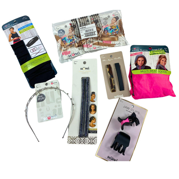 Scunci Assorted Headbands,Emergency Kit, Hair Clips (60 Pcs Lot) - Discount Wholesalers Inc