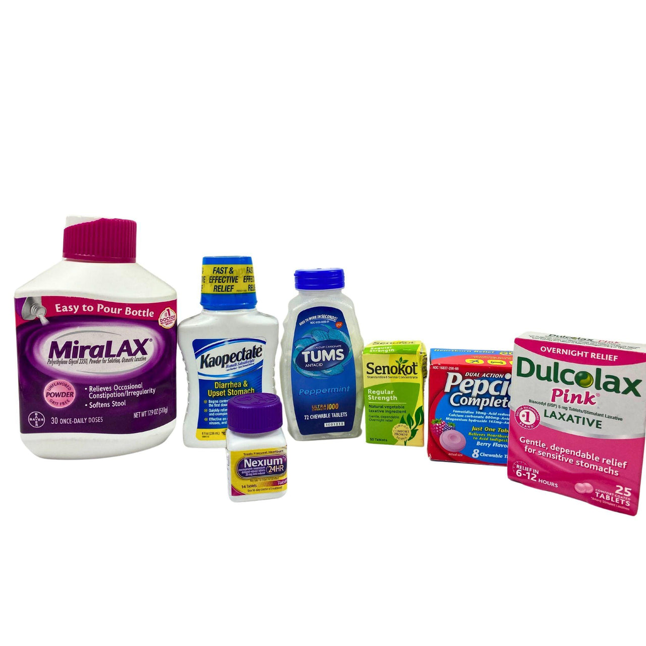 Stomach Relief Assorted Mix Incudes Dulcolax,Pepcid Complete,Nexium,Miralax (40 Pcs Lot) - Discount Wholesalers Inc