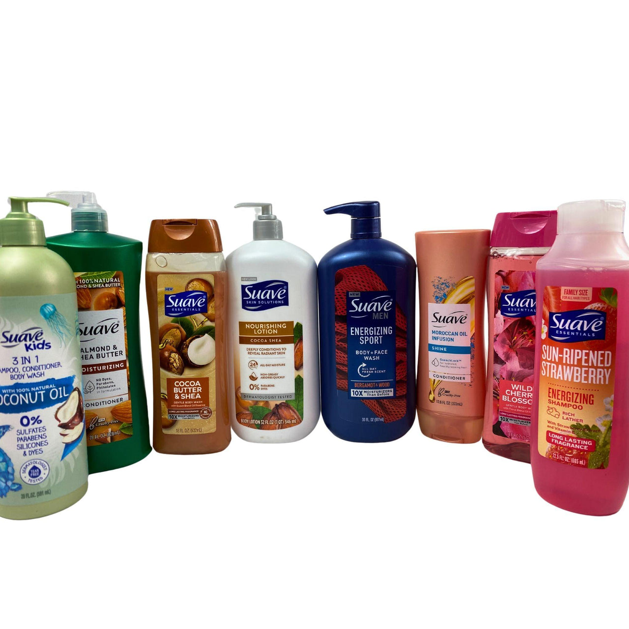 Suave Mix Includes Lotion,Body Wash,Shampoo/Conditioner Assorted Sizes (34 Pcs lot) - Discount Wholesalers Inc