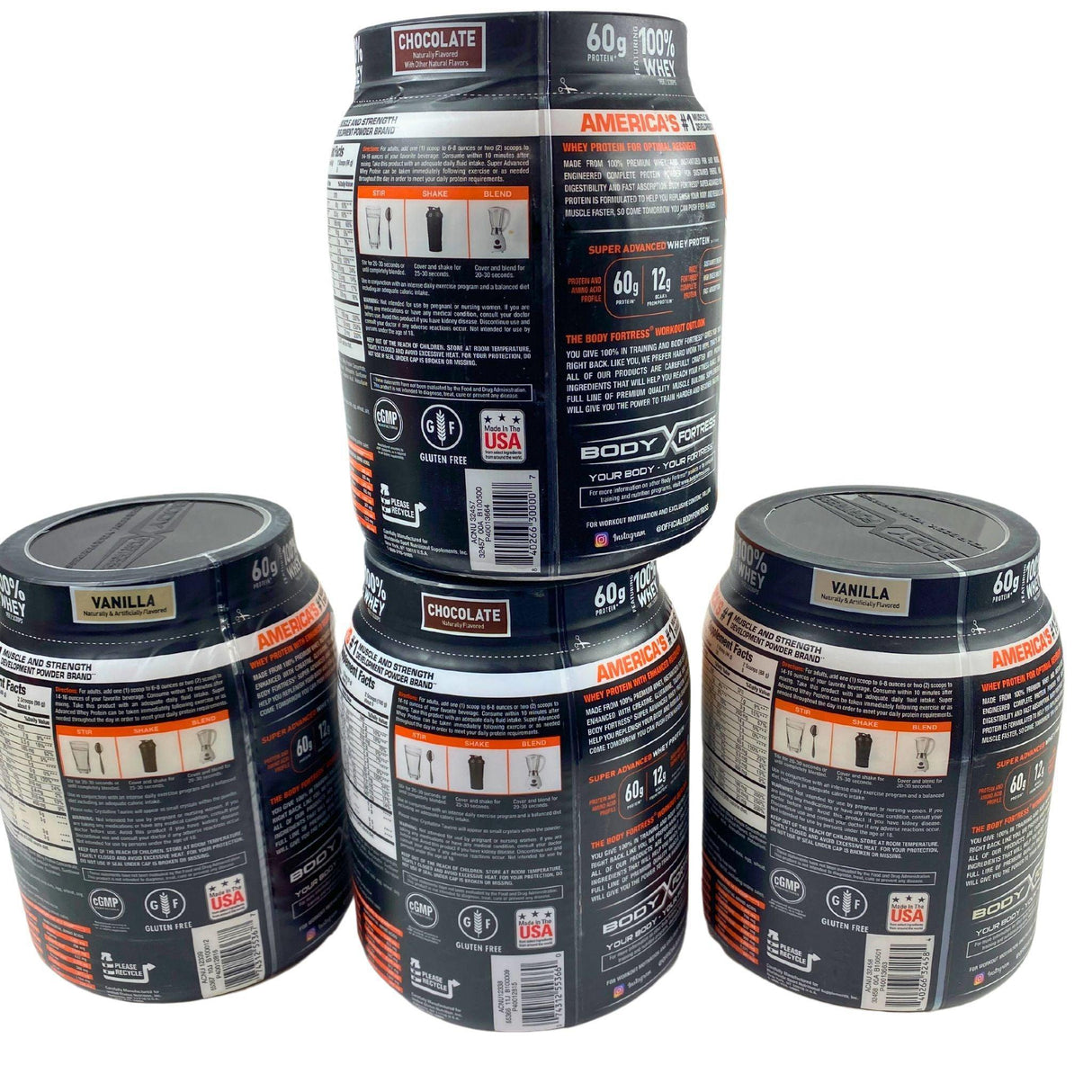 Super Advanced Whey Protein Powder - Chocolate-vanilla Flavor With Immune Support 60g Protein 12g BCAAS, 1.78lb (24 Pcs Lot) - Discount Wholesalers Inc