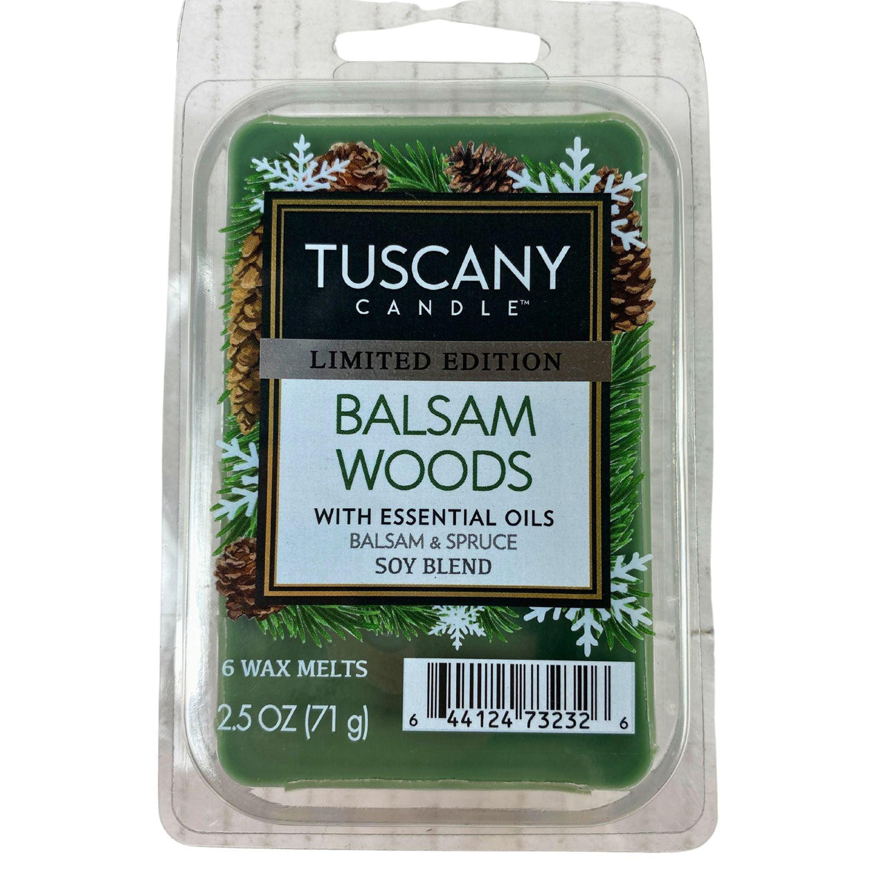 Tuscany Candle Limited Edition Balsam Woods with Essential Oils Balsam & Spruce Soy Blend 6 wax melts 2.5OZ (100 Pcs Lot) - Discount Wholesalers Inc