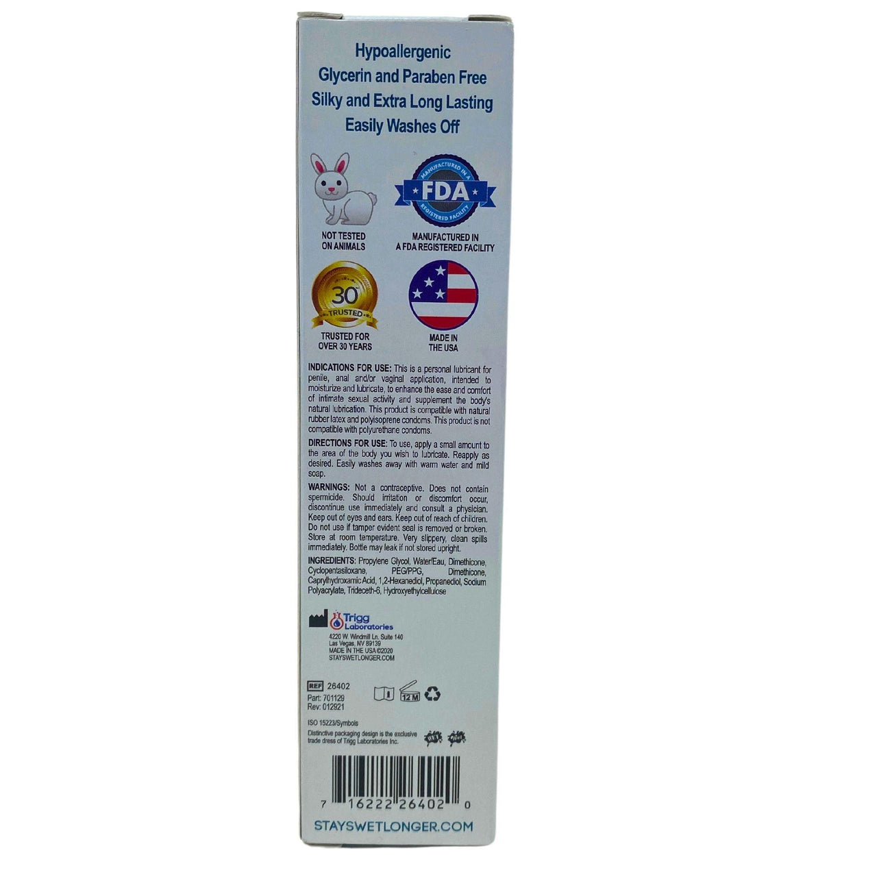 Wet Water-Based Hypoallergenic,Glycerin Free,Paraben Free Premium Gel Lubricant 3.1OZ (50 Pcs Lot) - Discount Wholesalers Inc