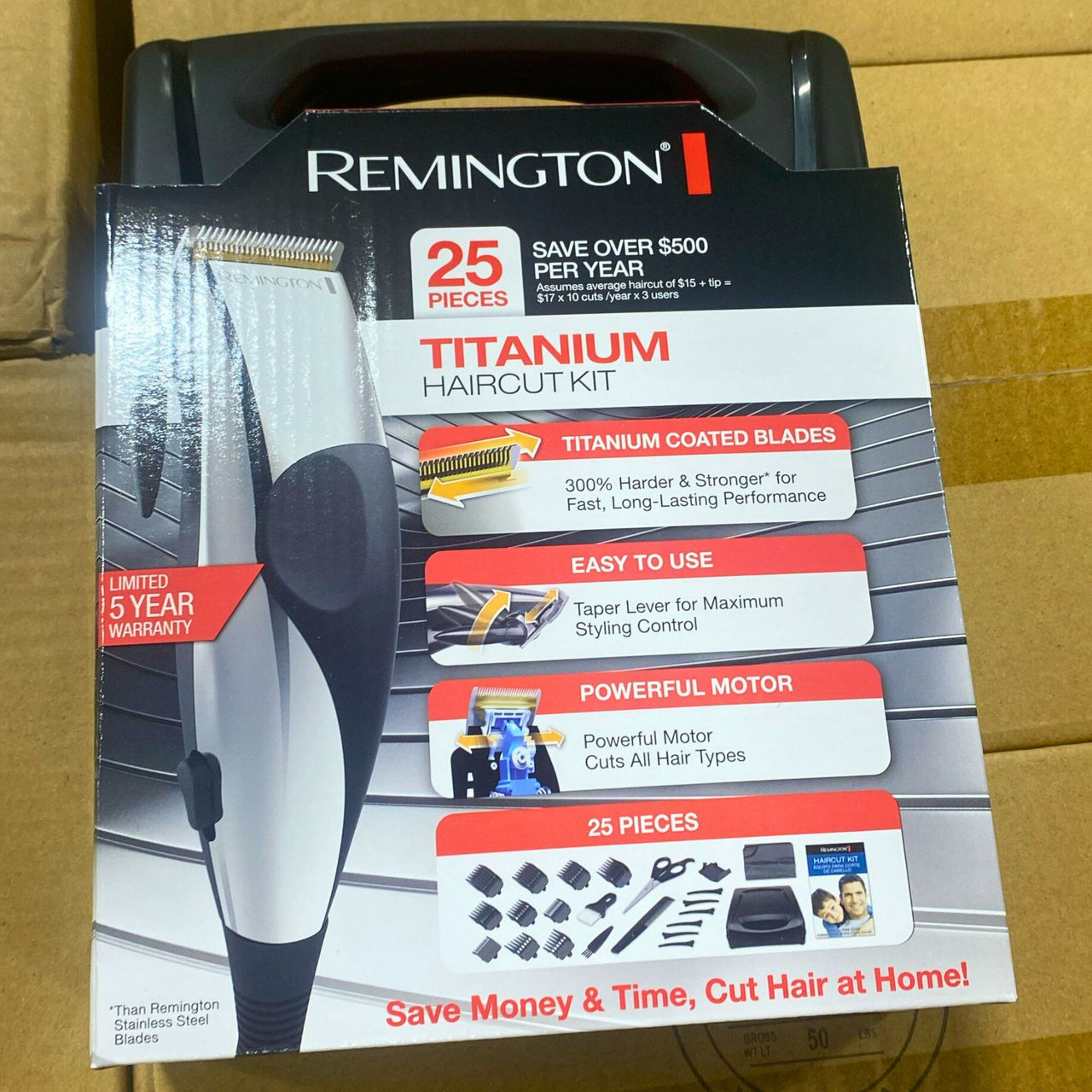 Remington Titanium Haircut Kit Titanium Coated Blades , Easy to Use , Powerful Motor Includes 25pcs (30 Pcs Lot)