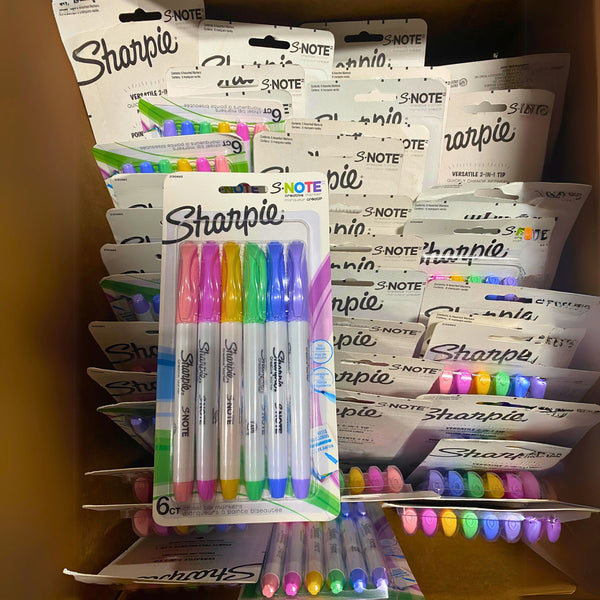 Sharpie 6ct Chisel Tip Markers Versatile 2-in-1 Tip Quickly Change Between Precise and Broad Lines