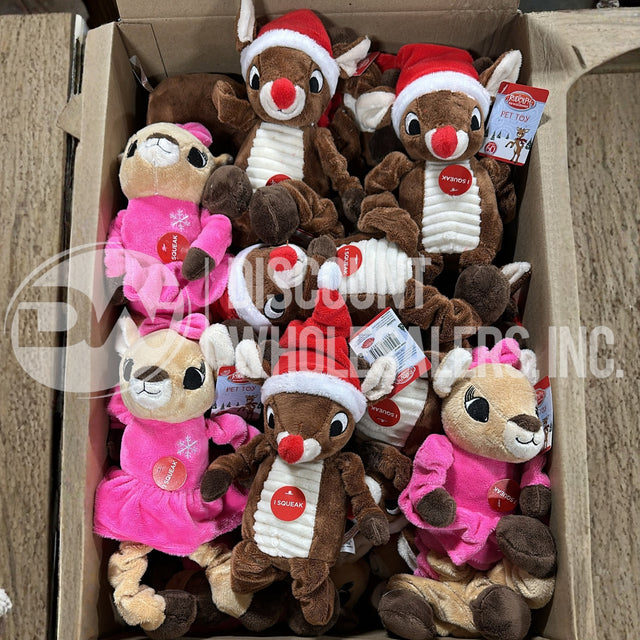Rudolph The Red Nose Reindeer Pet Toy 60th Anniversary Mix (88 Pcs Lot)