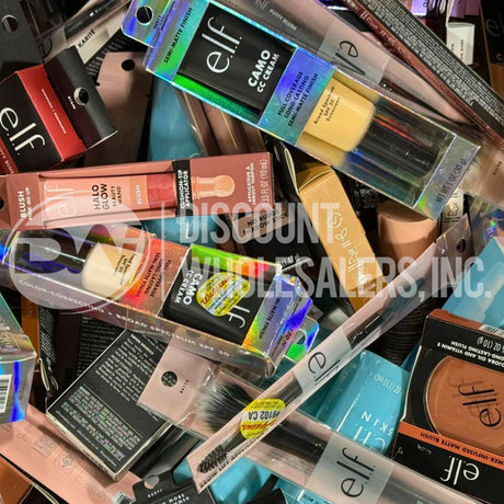 Elf Assorted Makeup Eyeshadow, Lipstick, Primer, Exfoliator and More Different Sizes and Shades (300 Pcs Lot)