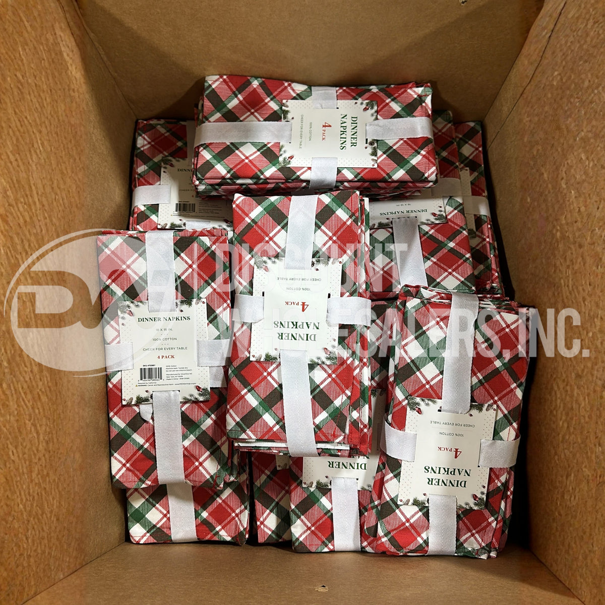 Christmas Plaid Cotton Dinner Napkins 18x18 in (50 Pcs Lot)