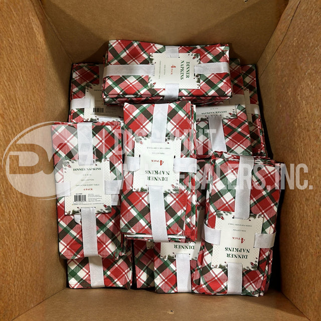 Christmas Plaid Cotton Dinner Napkins 18x18 in (50 Pcs Lot)