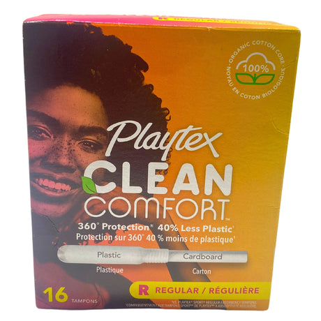 Playtex Clean Comfort 16 Tampons Regular 360 Protection 40% Less Plastic