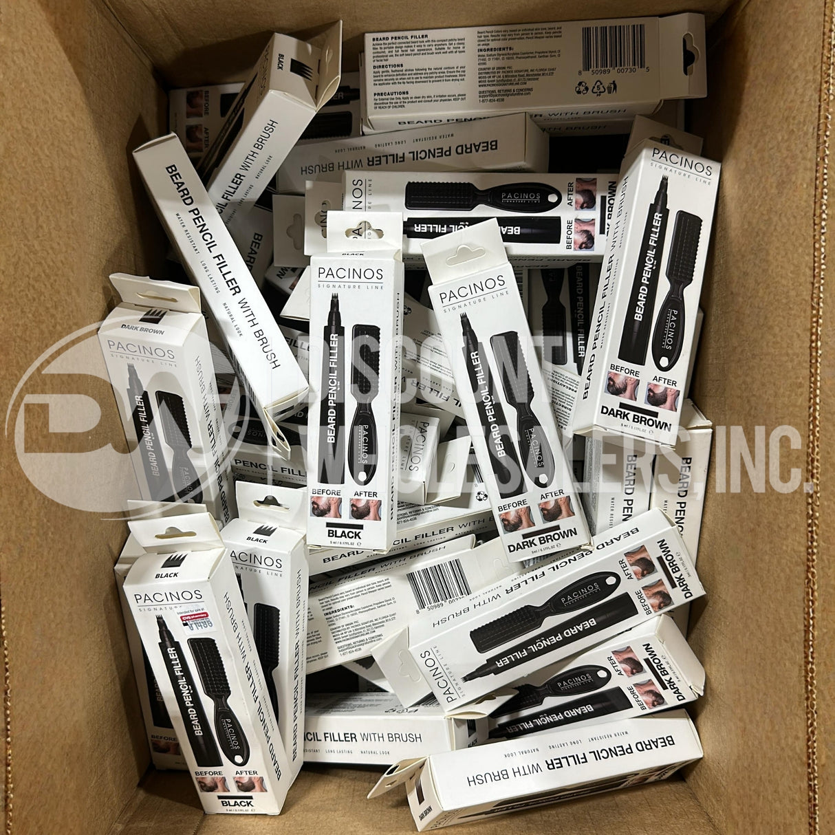 Pacinos Beard Pencil Filler + Brush Dark Brown and Black Color Water Resistant (50 Pcs Lot)