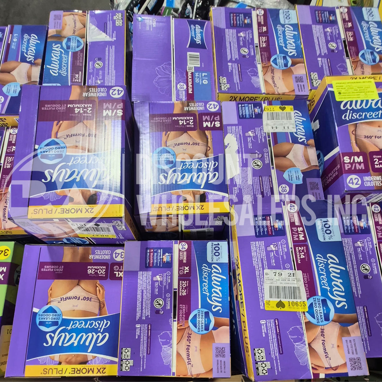 Always Discreet Underwear Culottes Assorted Sizes (60 Pcs Per Pallet)