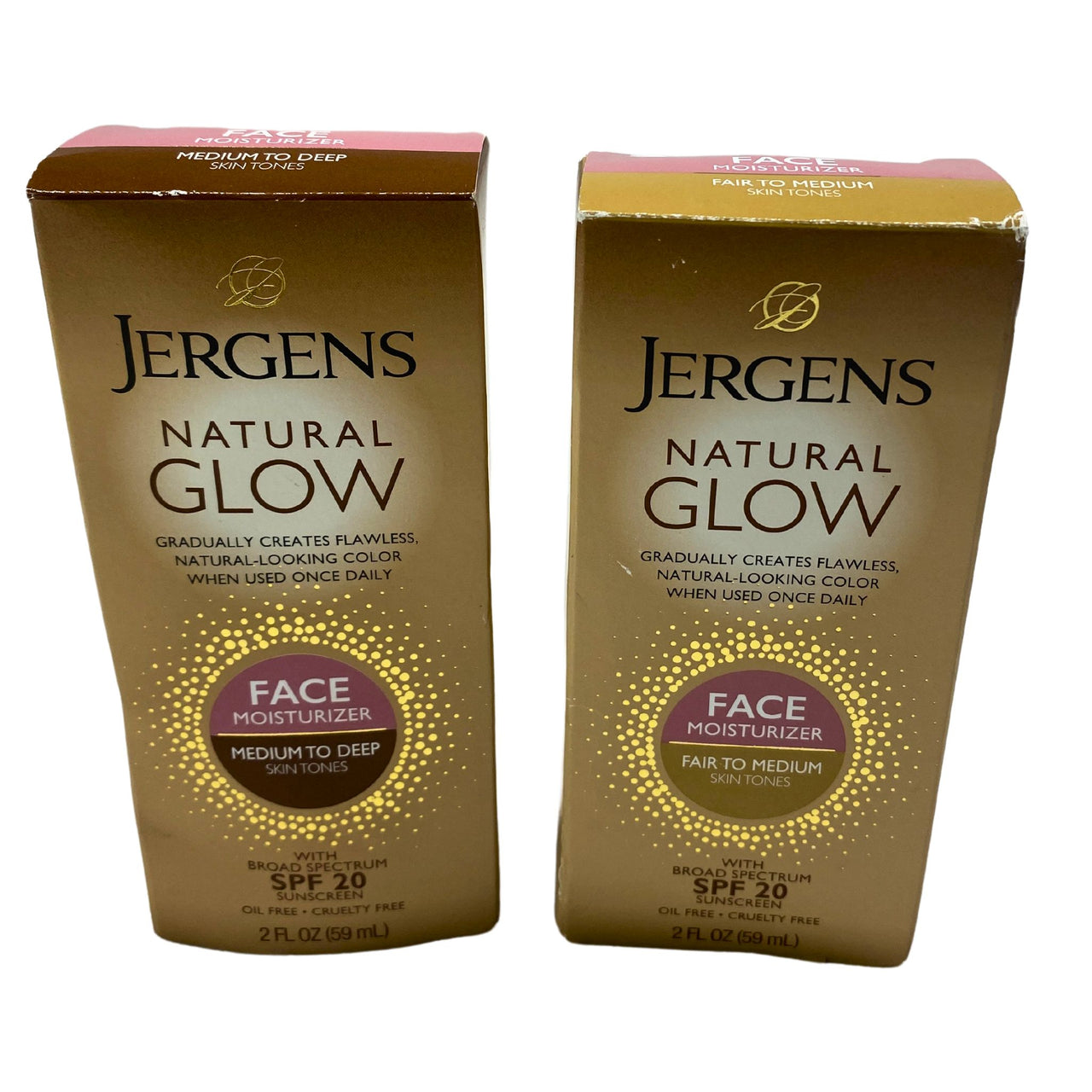 Jergens Natural Glow Face Moisturizer Fair to Medium and Medium Deep with Broad Spectrum SPF 20 Sunscreen