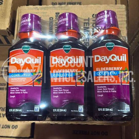 Vicks DayQuil Elderberry Cold & Flu 12 Fl. (48 Pcs Lot)