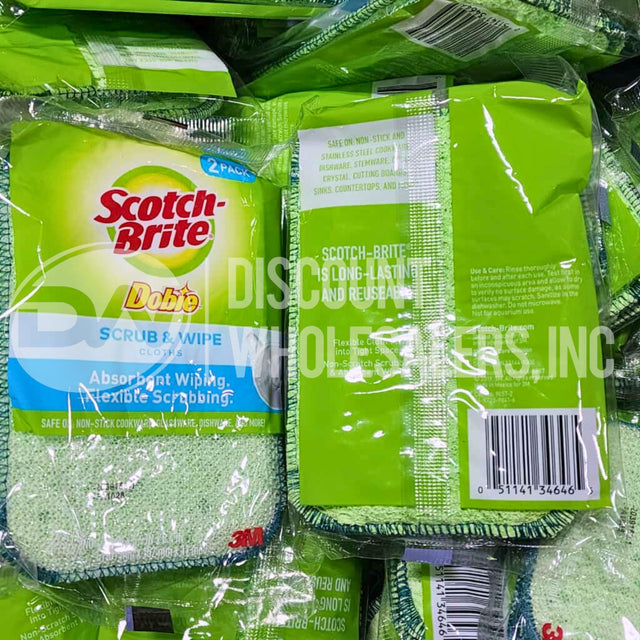 Scotch Brite Dobie Scrub & Wipe Cloths Absorbent Wiping, Flexible Scrubbing 2pack (125 Pcs Lot)