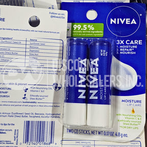 NIVEA All-Day Nourishing Moisture Lip Care Duo 0.17 OZ (120 Pcs Lot)
