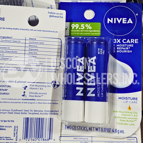 NIVEA All-Day Nourishing Moisture Lip Care Duo 0.17 OZ (120 Pcs Lot)