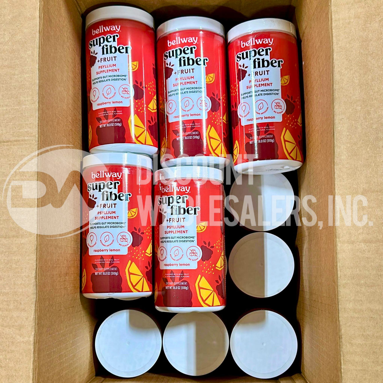 Bellway Super Fiber + Fruit Psyllium Husk Raspberry Lemon 18 Oz (60 Pcs Lot)