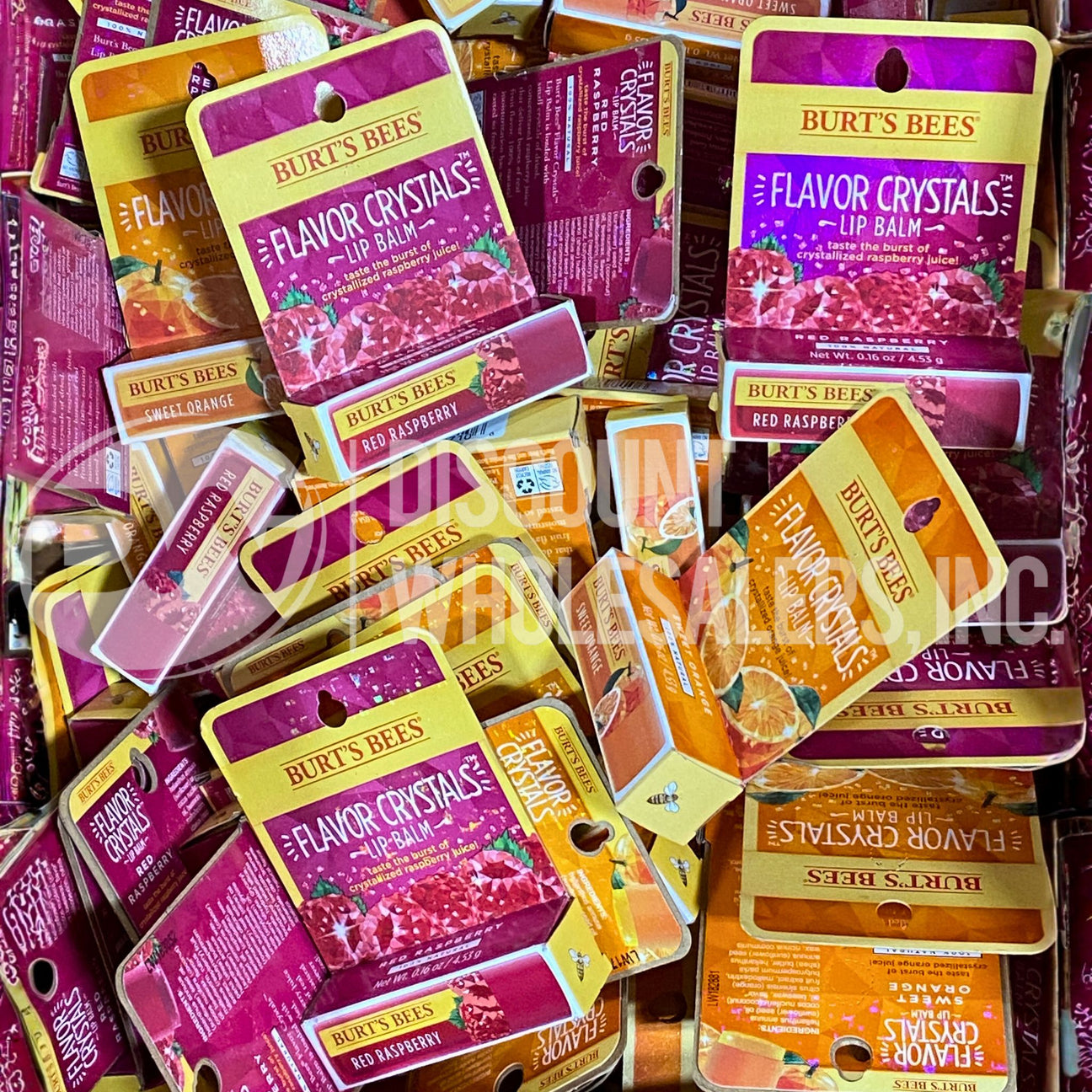 Burt's Bees Flavor Crystals Lip Balm Sweet Orange and Red Raspberry Mix (100 Pcs Lot)