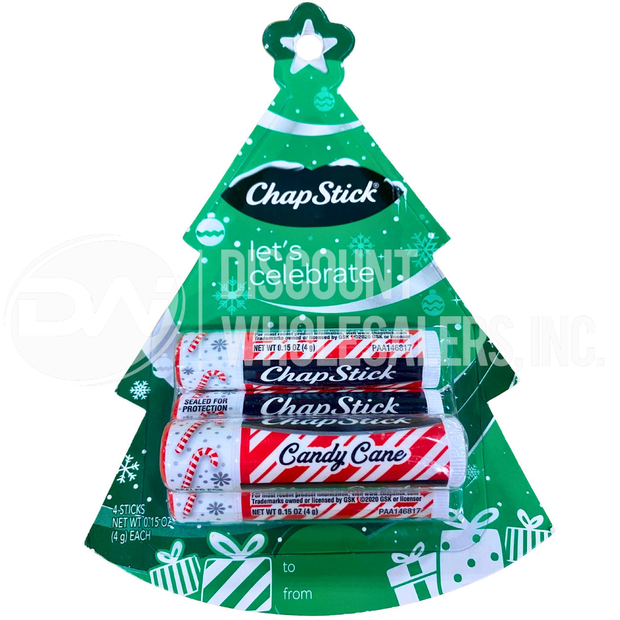 Chapstick Holiday Tree Lip Balm Candy Cane Let's Celebrate (100 Pcs Lot)